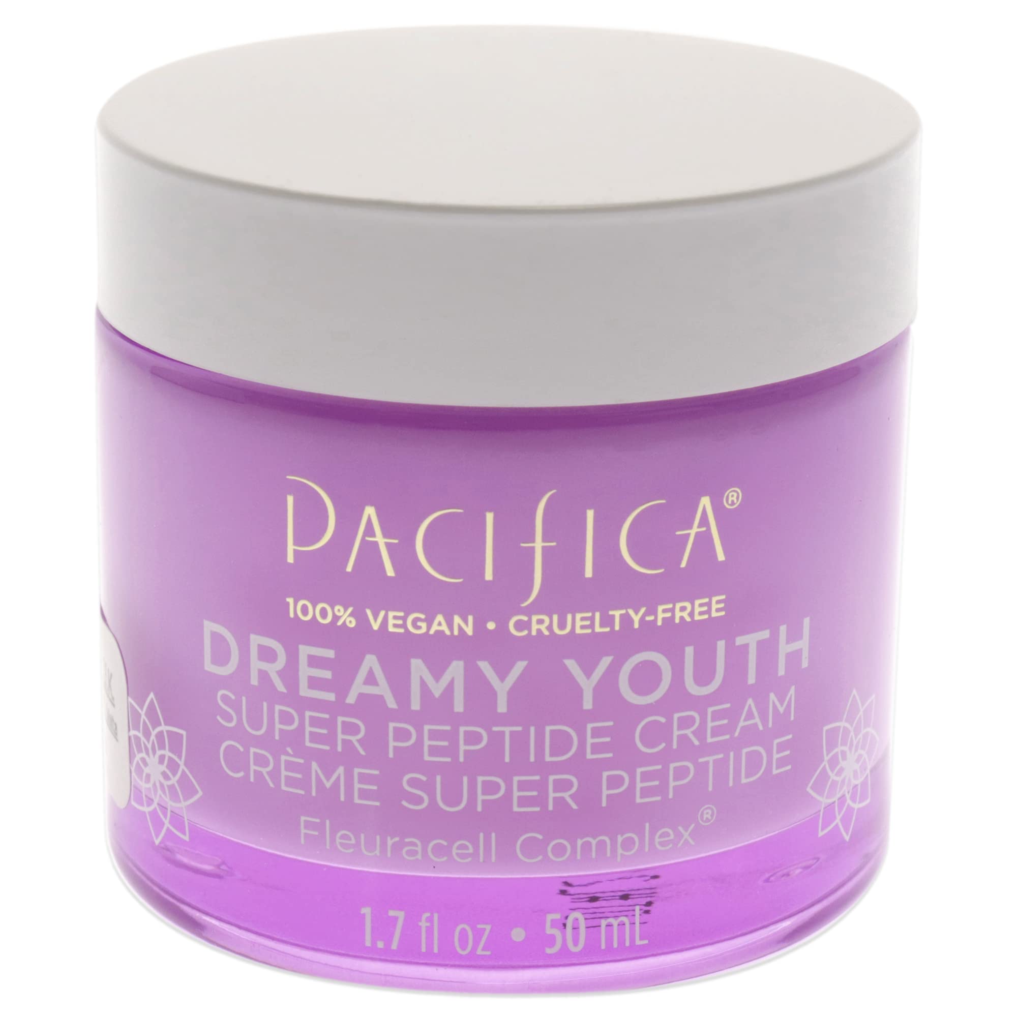 Pacifica Beauty, Dreamy Youth Super Peptide Daily Facial Cream, Moisturizer, Made with Floral Stem Cells & Peptides, For All and Aging Skin Types, Silicone Free, Clean Skin Care, Vegan + Cruelty Free